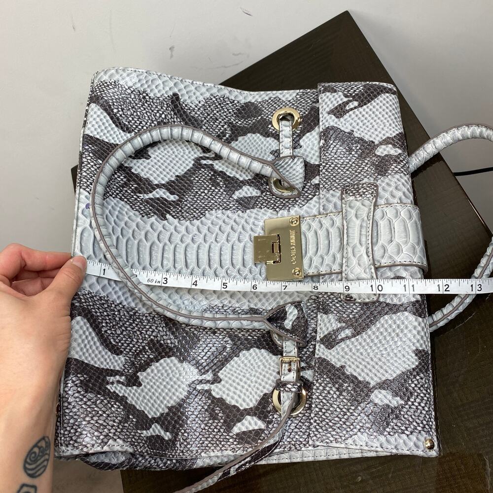 Jimmy Choo Gray and Black Python-Print Leather Top-Handle Shoulder Bag - Picture 13 of 16